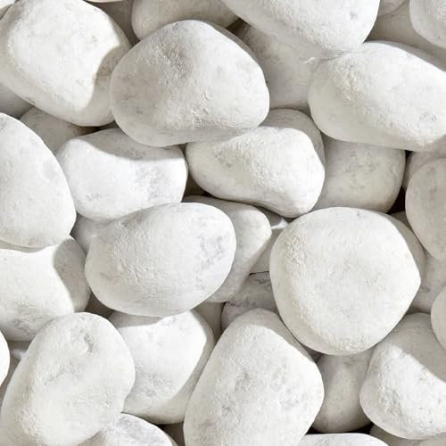 Ciottoli Bianchi Carrara da Giardino, Pietre Decorative 40/60 mm, 20 kg, Bianco