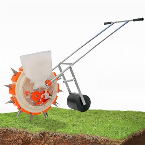 WSNCXFW Garden Push Seeder, Precision Garden Seeder Row Planter with 7 Seed Plates, Automatic Seed refilling Device Design,Hand Seed Spreader,for Corn, Vegetables, Etc,5 Holes
