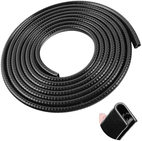 Protectores de Borde de Puerta de Coche 5M U Forma Coche Puerta Sello Protección de Borde Anti ChoquesApto para Coches, Camiones, SUV, ATV, UTV (Negro) (Negro, 5M)