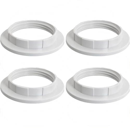 4PCS E14 Lampshade Reducer Ring - 26.5mm Plastic Screw Collar for Table Lamp & Ceiling Light - Twist Lock Lamp Shade Adapter Ring for Socket Replacement