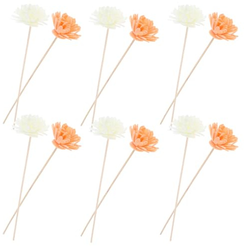 Hemobllo 12 Bâtonnets Diffuseur De Parfum en Rotin avec Fleur Parfum De Maison sans Flamme pour Huiles Essentielles Accessoire Déco pour Bureau Hôtel Et Salle De Bain