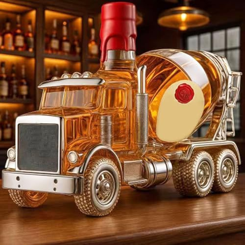 Arte Estatua - 300ML Decantador Whisky, Escultura De Botella De Whisky Con Forma De Camión Hormigonera, Botellas De Whisky Y Vino Con Temática De Coche, Jarra De Vino Vacía(A)