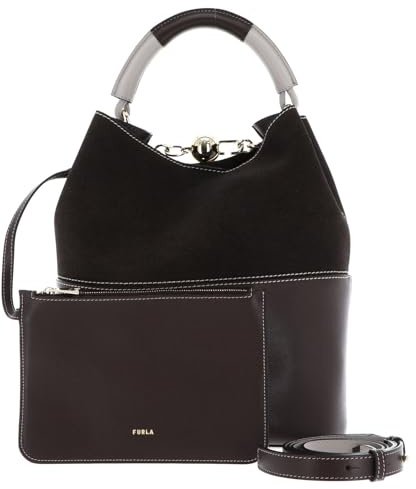 Furla Leder Handtasche Schultertasche Sfera Bucket Bag 26 Espresso + Brown dunkelbraun