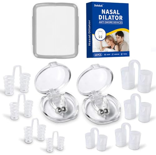 10 PCS Anti ronquidos, Dilatador Nasal Anti Ronquidos Clips Nasales Magnéticos, Dilatadores Nasales Silicona con Imán Mejora la Respiración para Ayudar a Dormir Mejor (transparent)
