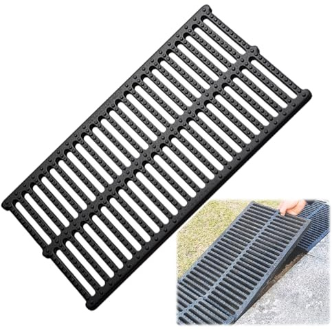 SXYCKRUI Grille Caillebotis Extérieure Rectangulaire en Résine Composite, Grille Caniveau Exterieur pour Clôture, Trottoir, Terrasse Ou Jardin(50 * 40 * 5cm/19.7 * 15.7 * 2in)