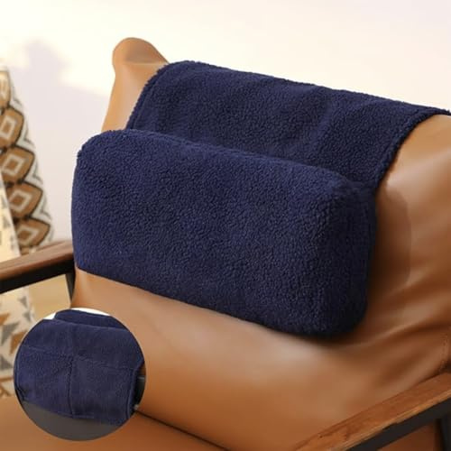 BUERPINKING Neck Support Pillow, Headrest Ergonomic Pillow for Chair Recliners Armchairs, Non-Slip Soft Neck Head Rest Cushion for Pain Relief with Pockets, Navy Blue