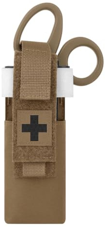 KRYDEX GEAR Tactical 3 in 1 - Set di forbici EMT da 7,25 pollici, per traumi medici con custodia Molle, pronto soccorso, attività all'aperto (marrone coyote)