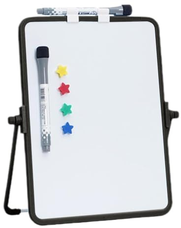Magnetisk raderingspanel | dubbelsidig anteckningsbräda med stativ | whiteboard för skrivbord inklusive boardmarkeringar | för, skola, klassrum, , , lägenhet, sovsal