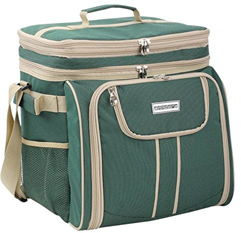 anndora Picknicktasche grün beige Kühltasche inkl. Zubehör 4 Personen 29 Teile