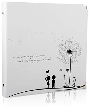 Album Foto,THXMADAM Vintage Scrapbooking Photo Album Fotografico Retrò Guest Book Memory Book Libro degli Ospiti bianca Dente di Leone per San Valentino Anniversario Compleanno Natale Regalo