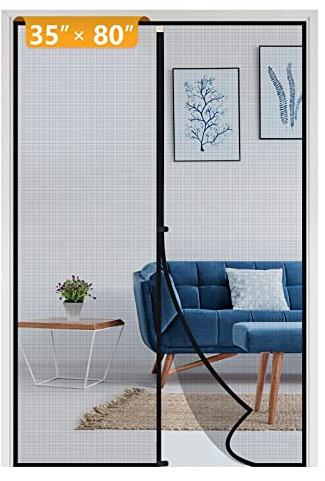 Yotache Magnetic Screen Door Fits Door Size 35 x 80, Screen Size 37 x 81 Reinforced Fiberglass Net Curtain Easy Installation for Walk Through Door Black