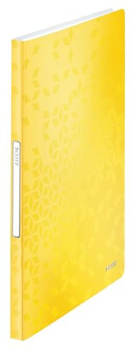 Leitz – Porte-Vues A4, 40 Pochettes Transparentes, 80 Vues, Organisation et Présentation de Documents, Couverture Souple Polypropylène Durable, Usage Bureau Maison École, Jaune WOW, 46320023