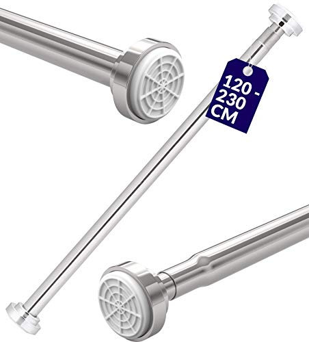 Praknu Duschvorhangstange ohne Bohren - Ausziehbar - Sicherer Halt - 120 bis 230cm - Edelstahl Duschstange