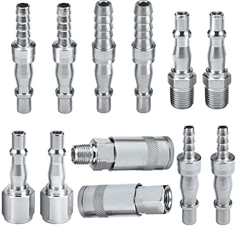 12 Pcs 1/4 BSP Air Compressor Connectors - Male & Female Thread Fittings Kit