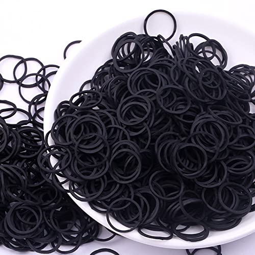 Mini Nero Elastici Gomma Elastici piccoli Morbidi per Bambini Capelli, 1000 Pezzi Treccine Capelli, Acconciatura da Sposa e Fai da te,Nero