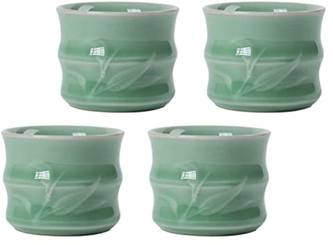 Veemoon 4 Piezas Taza De Té De Celadón Tazas De Té Pequeñas Decorativas De Cerámica Hogar De Cerámica Para Uso Diario Desayuno Tarde