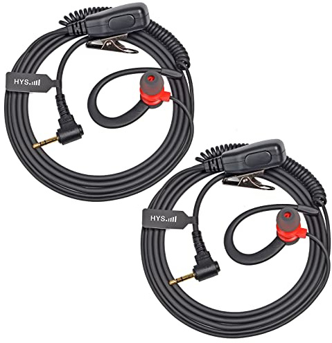 HYS 2.5mm 2-Way Radio Headset, G Shape Earphone with PTT Microphone, Walkie Talkie Earpiece for Motorola Talkabout T200 T400 T600 T800 T260TP MH230R MR350R FRS/GMRS Talkabout radios(Packing of 2)