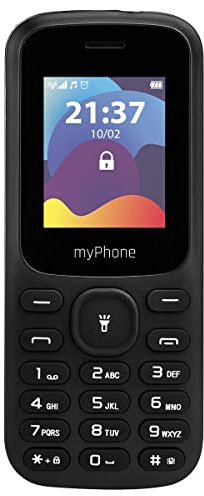 MP myPhone Fusion, tasti grandi, display a colori 1,77, batteria 600 mAh, torcia, radio, dual sim, Bluetooth, telefono cellulare per anziani, tasti retroilluminati, nero, tastenhandy, telefono senior