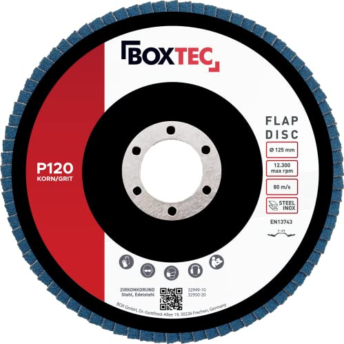 BOXTEC Profi-Fächerscheiben BLAU 125mm INOX Lamellen-, Schleifscheiben