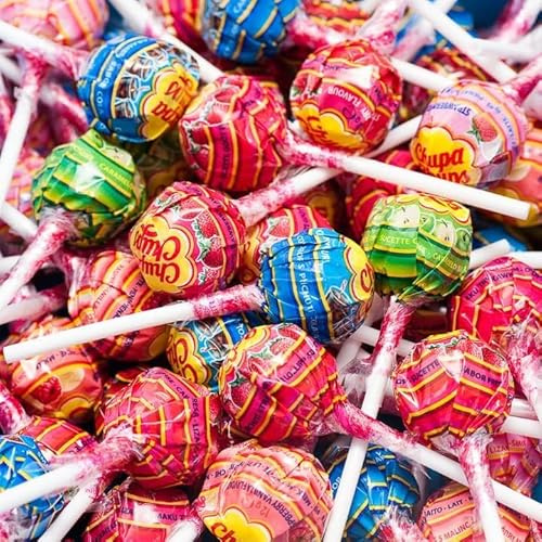 75 lecca-lecca Chupa Chups (12 g ciascuno di dimensione standard) gusti misti inclusi cola, mela, fragola, fragola e panna