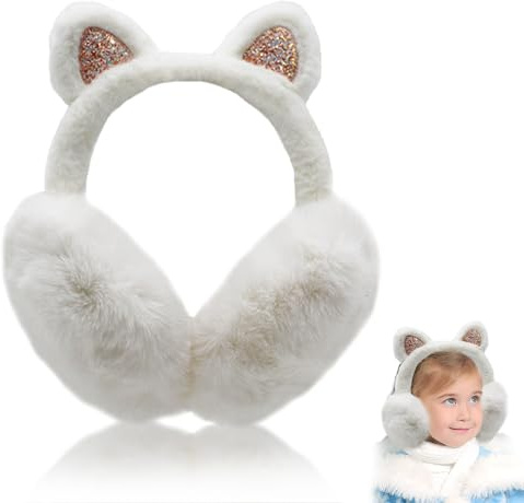 Aoreun Winter Ohrenschützer Kinder, Ohrewärmer Süße Katzenohren Design Warme Ohrwärmer Kältebeständig Winter Plüsch Mädchen Ohrenwärmer für Outdoor Aktivitäten Damen Warm Halten