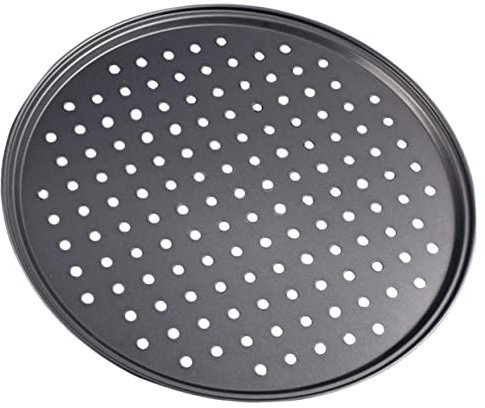 OUSIKA Plateau rond Plaque de cuisson antiadhésive Plaque de cuisson perforée Plaque à pizza perforée Plaque à pizza ronde Poêle à griller for barbecue Plaques à pizza Stockage à pince Plaques à pizza