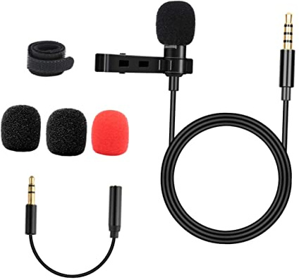 Homoyoyo Lavalier Mikrofon Ansteckmikrofon Omnidirektional mit Clip 3,5-mm Klinke 1,5m Kabel Schwarz aus Kunststoff und Metall Kompatibel mit Handy Computer und Desktop PC für Interviews