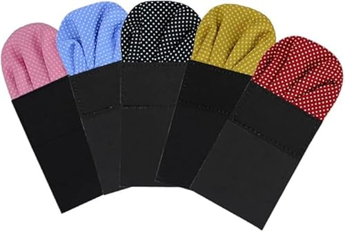 AUSUAYA Juego de pañuelos de bolsillo para hombre, pañuelo preplegado para traje – Pañuelo de bolsillo para chaqueta o esmoquin formal de boda GB-PF-H-6, Juego de 5 unidades, rosa, azul claro, negro,