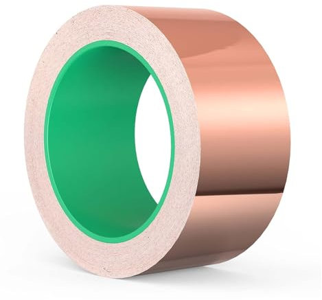 Kupferband Gegen Schnecken, 50mm x 20m Beidseitig Leitende EMI Kupferfolienband, EMI Kapton Tape, Selbstklebendes Abschirmband Kupferfolie Set, Beidseitig leitend, Klebeband für Schneckenschutz