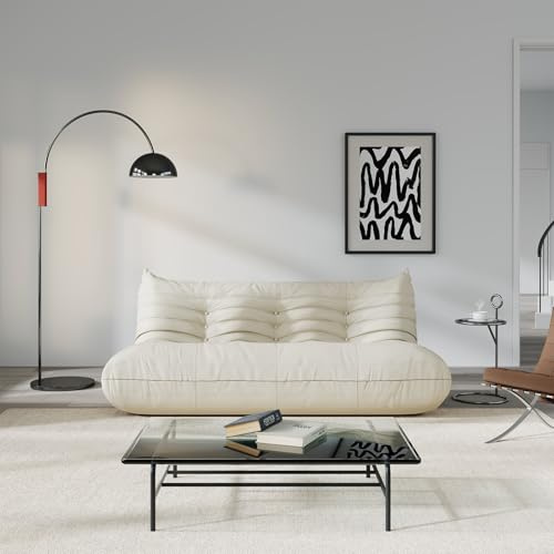 Comfy Lazy Floor Sofa Couch,Soft Armless Chair,Faux Leather Lounge Chair,Corner Relax Sofa Couch for Living Room Bedroom,Salon Office,Adults(Cream White)