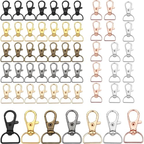 50 Stück Karabiner Schlüsselanhänger Makramee Basteln Schlüsselringe Verschluss Schlüsselkarabiner mit D-Ring Karabinerhaken Klein Schlüsselanhänger Selber Machen Drehverschlüsse Mehrfarbig für DIY
