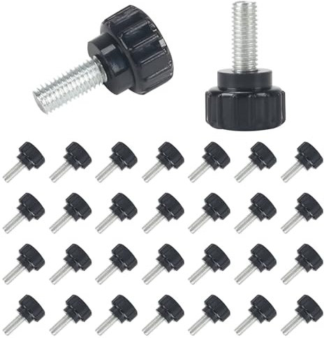 KINDPMA 30pcs Vis à Poignée Boutons de Serrage Vis à Oreilles Moletée M5 x 12mm Vis de Fixation à Tête Ronde en Plastique pour Machines-Outils, Meuble, Appareils Électroniques