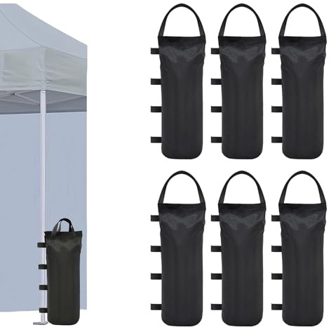 WANDGU Lot de 6 sacs de sable pour tonnelle 50 x 20 cm, poids de jambes 800D, tissu Oxford de qualité industrielle, poids de sac de sable pour tonnelle, tente de jardin
