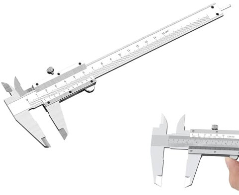 Vernier Calipers, High Precision Vernier Gauge Vernier Caliper 150mm, Sturdy and Durable Calipers Gauge with Locking Screw, Water and Dust-Proof Design for Household Industrial Use, Silver