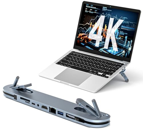 USB C Laptop Docking Station Stand, USB C Hub 7 in 1 Multiport Adapter with 4K HDMI, Gigabit Ethernet, USB A 3.0, PD 100W Charge, Universal Docking Stations for MacBook Pro/Air/Dell/HP/Surface/Lenovo