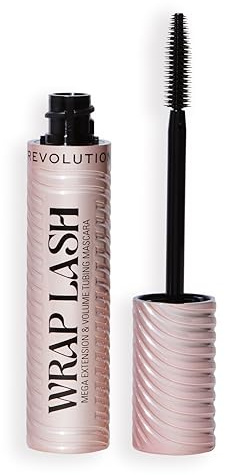 Revolution, Wrap Lash Tubing Mascara negra, resistente al agua y a las manchas, volumen y longitud, vegana y libre de crueldad, 8,5 ml