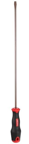 sourcing map SL5 Flat Head Screwdriver 15.75 Magnetic Screwdrivers 3.94 Heat-Treated S2 Alloy Steel with Ergonomic Handle for DIY Repairing, Red Brown