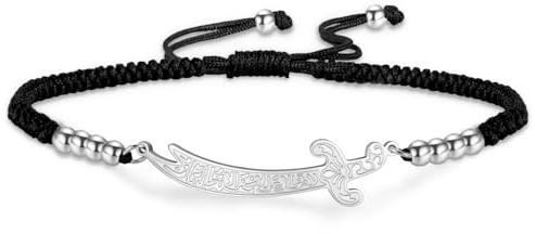 VASSAGO Zulfiqar armband för kvinnor män rostfritt stål Imam Ali svärd hänge islamisk arabiskt flätat rep sträng islam muslimska smycken, Adjusatble, Rostfritt stål, Ingen ädelsten