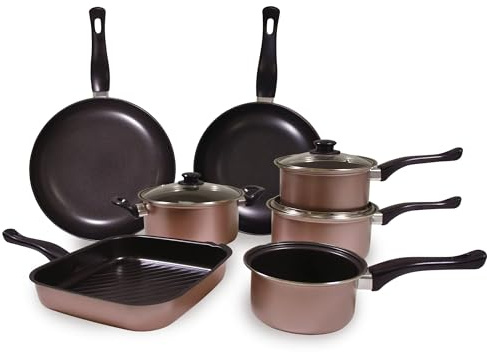 Carter & Clay 10 Piece Cookware Pots & Pans Set (Rose Gold)
