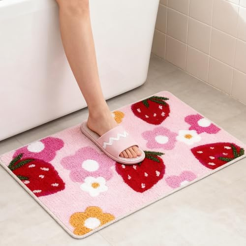 Xyvor Alfombra Ducha Antideslizante, 45 x 65 cm Alfombrilla Baño, Alfombra Ducha, Alfombra Baño Secado Rapido, Alfombras De Bañera Antideslizante Baño, Estampado Floral