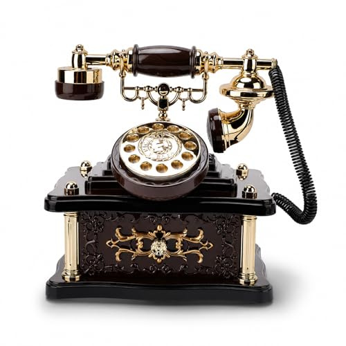 CHEOTIME Musikbox, hölzerne Telefonform Musiktbox Vintage Musical Box Brown herzförmige Telefon süße Dekorationen Geburtstag Valentine Day Weihnachten Thanksgiving Day Feiertagsges (Brown Square