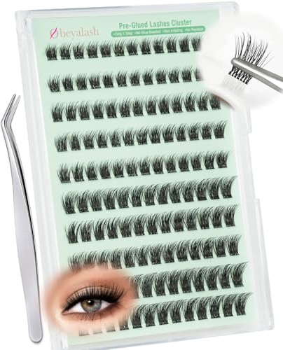 Obeyalash Pestañas en Racimo Prepegadas 130pcs Pestañas Autoadhesivas Pestañas Prepegadas Wispy Rizo C Mezcla 8-14 Pestañas Sin Pegamento Pestañas Autoadhesivas Naturales DIY Pestañas Adhesivas