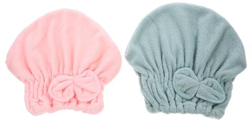 IMIKEYA 2 Stück Teiliges Fleece Haarhandtücher Weiche Hautfreundliche Trockenhauben mit Elastischem Schnell Absorbierend und Bequem für Damen für Zuhause und Reise Grün