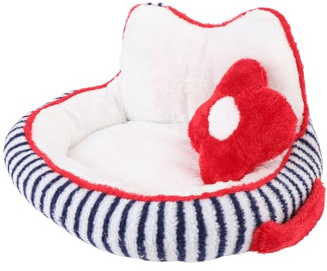 Hamwesh Kattsoffa, Bärbar Varm, Mjuk Plysch Kattsoffa Förbättrad Komfort, Tvättbar Husdjurssäng med Liten Blomformad Kudde för Inomhuskatter, små Hundar (M)