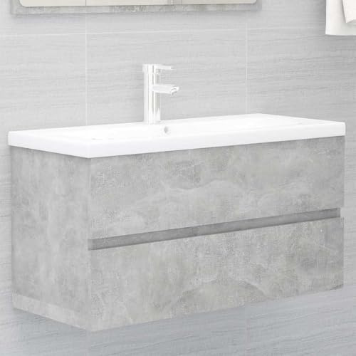 Lumanois Mueble con Lavabo Madera de ingeniería Gris hormigón,Mobiliario,Tocadores,Tocadores de baño,41.12kg-3071652
