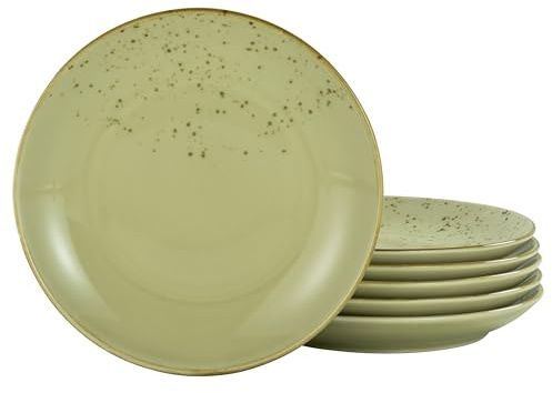 Creatable, 22057, Serie Nature Collection, 6-teiliges Geschirrset für 6 Personen, Dessertteller aus Steinzeug, spülmaschinen- und mikrowellengeeignet, Qualitätsproduktion