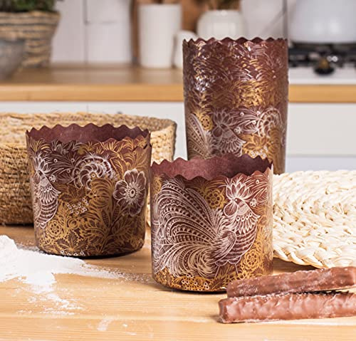 8 oz Osterbrot Papierform Paska Kulich Pascha | 25 Stück | Osterbrot Formen Panettone Papierbackform Kulich Papier Golden-Bird Braunes Design