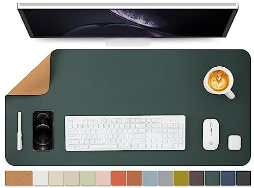 Kork Schreibtischunterlage - Doppelseitige Schreibtischauflage für Büro und Zuhause - Als große Mausunterlage und Schreibtischmatten auf Schreibtischen（Dunkelgrün、90cmx43cm）
