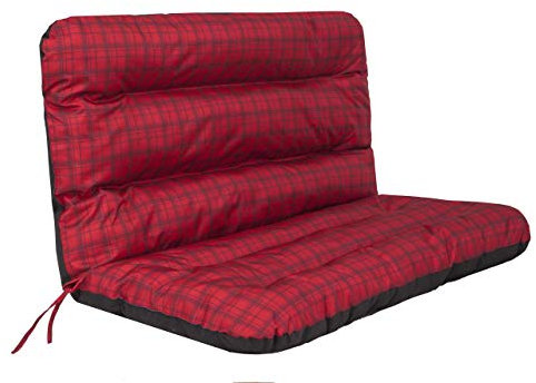 PillowPrim Cojín para columpio de Hollywood. Cojín para banco de jardín. Cojín para banco. Cojín para banco. Cojín de asiento y respaldo. Ancho del asiento: 120 cm. Cuadros rojos