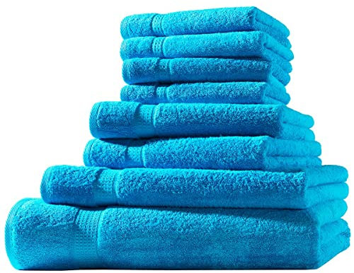 Merkanta Handtuch Set Türkis | 10 teilig | 2 Gästetücher 4 Handtücher 2 Duschtücher 2 Waschlappen | 100% Baumwolle | Badetücher | Bath Towel | Handtücherset Badezimmer | Bad Tücher